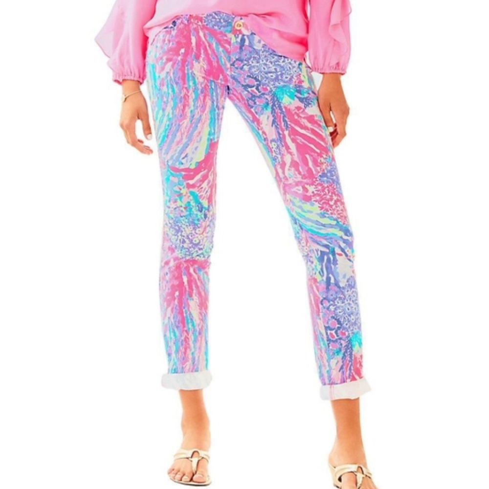 Lilly Pulitzer Callahan Chino Pant Multi Rainbow Soleil Size 6 NWT